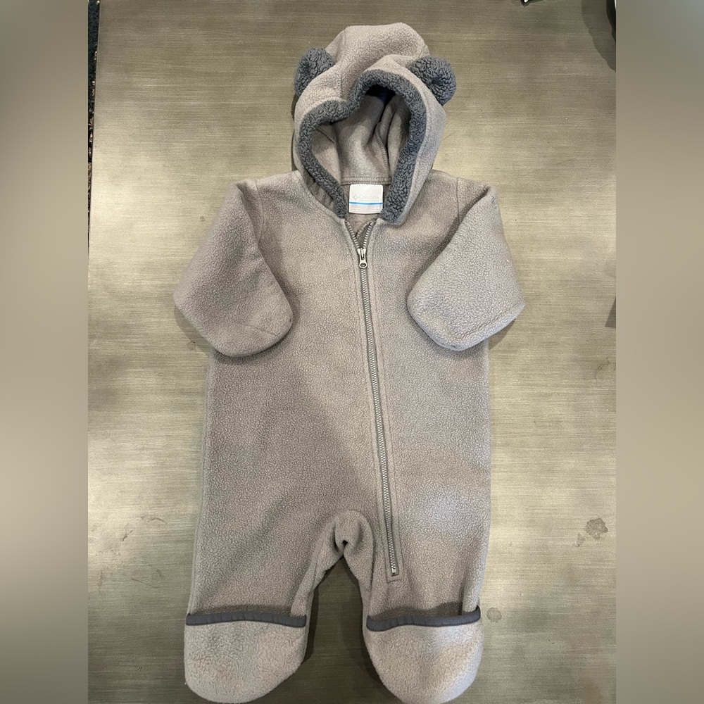 Columbia Gray Fleece Baby Bunting sz 3-6 Months